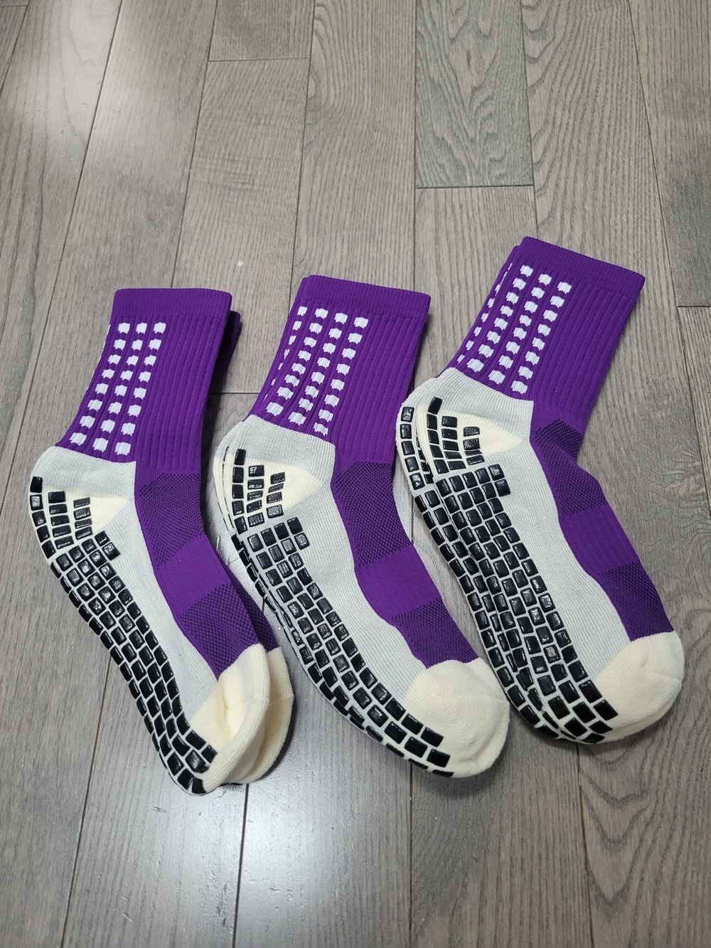 Men's Purple Crew Athletic Grip Socks with Cushioning - Pack of 3
